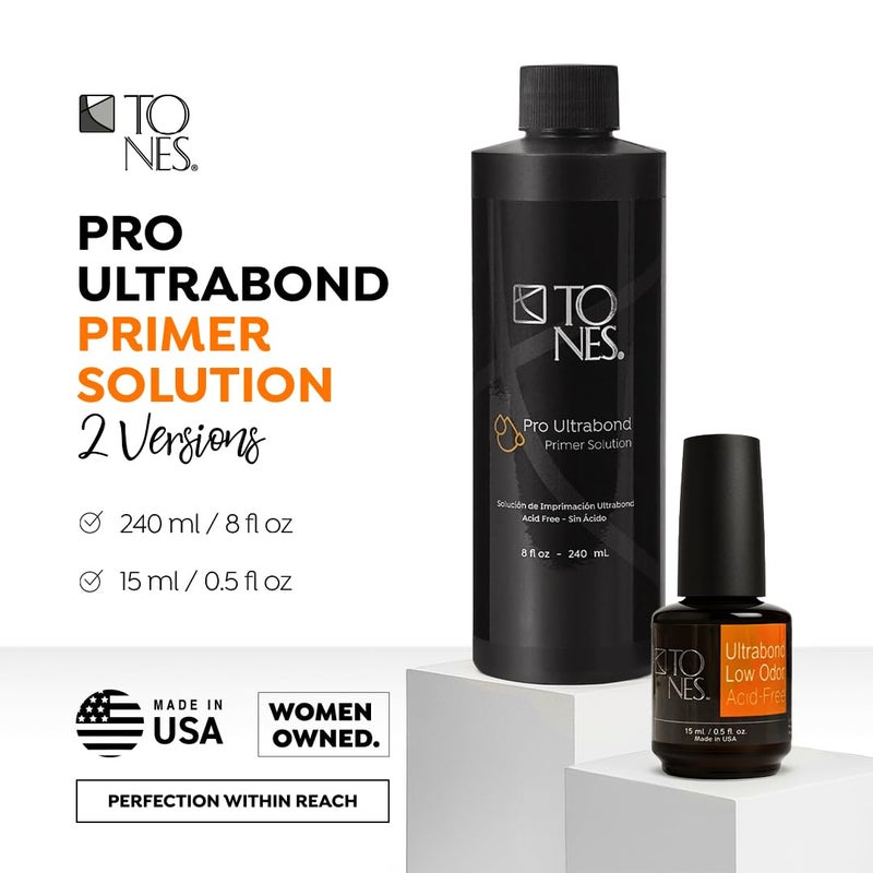 TONES Ultrabond Nail Primer - Professional Acid-Free Bonder to Prevent Lifting for Acrylic & Gel Nails - Made in USA (8 Fl Oz) - Image 3